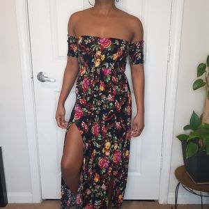 Strapless Floral Dress
